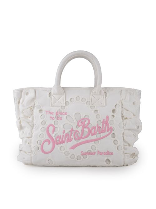 Borsa Colette Sangallo in cotone Bianco/Rosa Mc2 Saint Barth | COLETTE VOLANT N03778H SANGALLO N1021 EMB